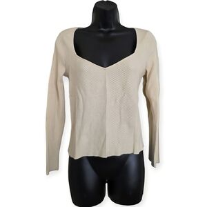 ❤️Abercrombie & Fitch Cream Yellow Ribbed Long Sleeve Top☆